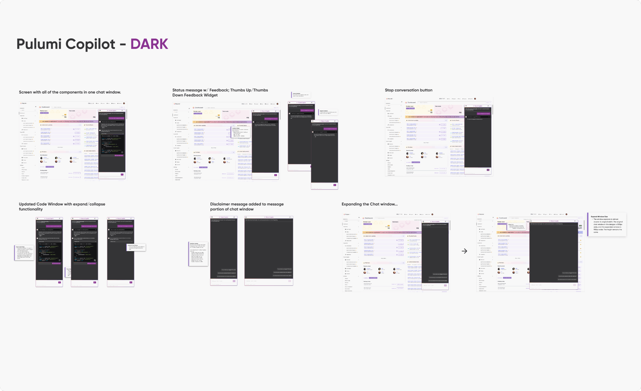 Pulumi Copilot - Dark UI components and guidelines