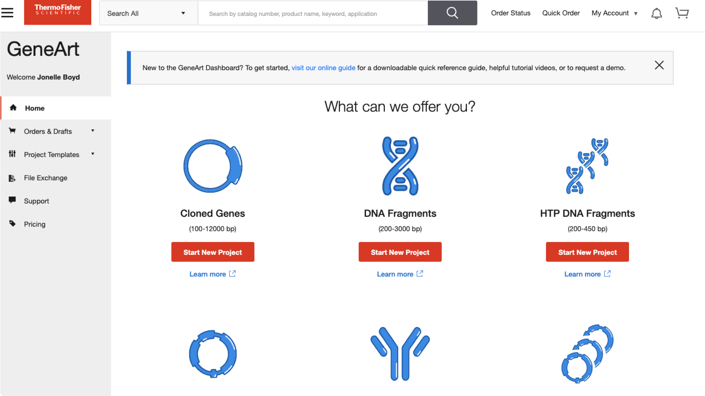 GeneArt dashboard